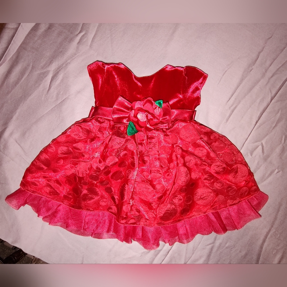 Sweet heart rose baby red dress 3-6m
